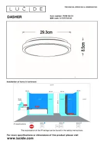 Lucide Dasher Modern Flush ceiling light Bathroom 29,3cm - LED - 1x12W 2700K - IP44 - White