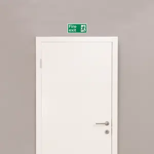 EAI - Fire Exit Sign Man Right 300x150mm Self Adh Semi Rigid PVC