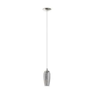 Pendant Ceiling Light Satin Nickel Shade Black Clear Smoked Glass Granilla Bulb G9 1x3W