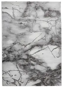 Ivory Silver Abstract Modern Easy to clean Rug for Dining Room Bed Room and Living Room-160cm X 220cm