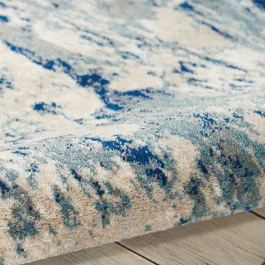 Ivory Blue Abstract Luxurious Modern Easy to clean Rug for Dining Room Bed Room and Living Room-160cm X 221cm