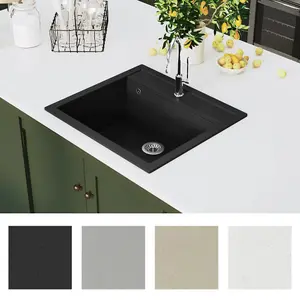 Berkfield Granite Kitchen Sink Single Basin Black