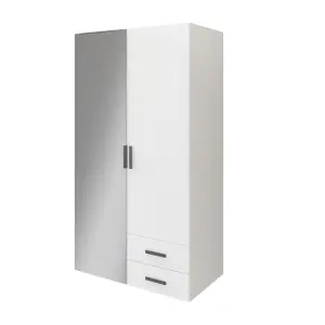 GoodHome Atomia Freestanding Matt white Chipboard Mirrored Wardrobe (H)1875mm (W)500mm (D)580mm