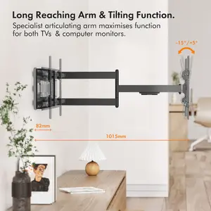 VonHaus Long Reach TV Wall Bracket for 40-80" Screens, Articualting TV Bracket with Spirit Level, 50kg Capacity