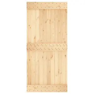 Berkfield Sliding Door with Hardware Set 95x210 cm Solid Wood Pine