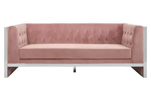 Interiors by Premier Vogue 3 Seat Pink Velvet Sofa