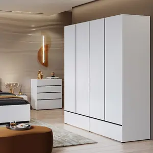 Kross 180cm Quad-Door Wardrobe in Pristine White - Spacious Elegance for Modern Bedrooms