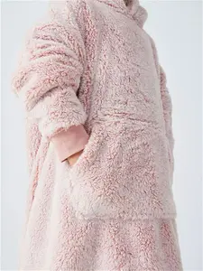 John Lewis Kids' Oversized Sherpa Blanket Hoodie, Pink