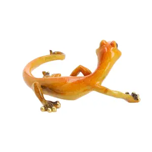 Yellow Speckled Gecko Lizard Resin Wall Shed Sculpture Statue House Medium