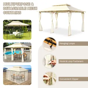 Costway 2-Tier Patio Gazebo Outdoor Canopy Shelter with Removable Netting Sidewall