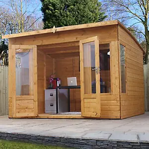 Mercia 10x8 ft with Double door & 4 windows Curved Wooden Summer house (H)2158mm x (W)3036mm