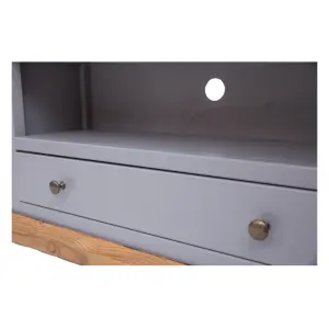 Biccari Grey 1 Drawer TV Cabinet Brass Knob