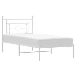 Berkfield Metal Bed Frame without Mattress with Headboard White 90x200cm