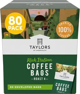 Taylors Of Harrogate Rich Italian Ground Coffee Bags, 80 Enveloped Bags