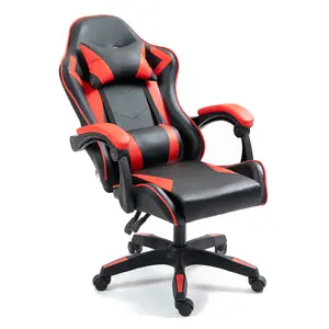 Gaming Chair Red Recliner with Adjustable Height Lumbar Support Padded Cushion Racing Bucket Seat