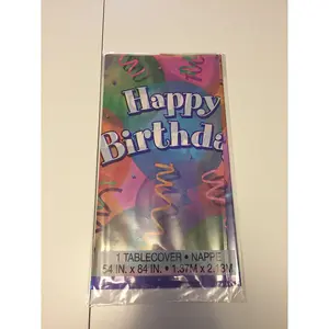 Unique Party Brilliant Plastic Birthday Tablecloth Multicoloured (One Size)