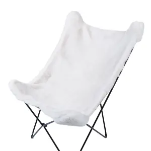 Beliani Retro Armchair NYBRO Faux Fur White