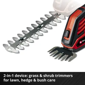 Einhell Cordless Grass And Hedge Trimmer Shears 18V Power X-Change 2 in 1 Lawn Trimmer - GE-CG 18/100 Li T-Solo - Body Only