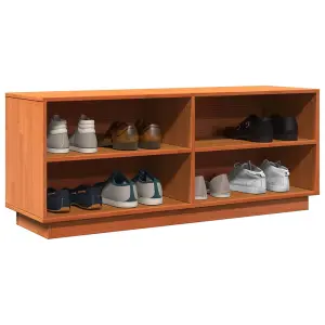 Berkfield Shoe Cabinet Wax Brown 110x34x45 cm Solid Wood Pine