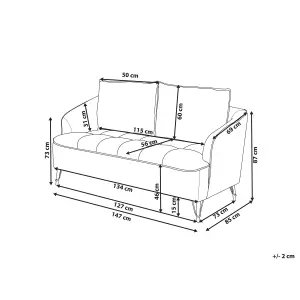 2 Seater Fabric Sofa Brown HOBRO