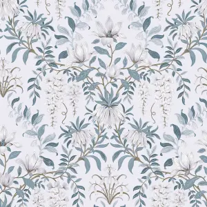 Laura Ashley Parterre Off white & seaspray Damask Smooth Wallpaper Sample