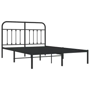 Berkfield Metal Bed Frame with Headboard Black 140x190 cm