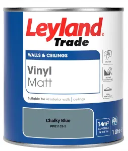 Leyland Trade Vinyl Matt Walls & Ceilings Emulsion Paint Chalky Blue (PPG1153-5) 1L