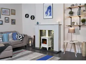 Adam Aviemore Electric Stove in White Enamel