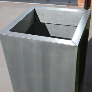 75cm Zinc Galvanised Brushed Silver Tall Square Planter