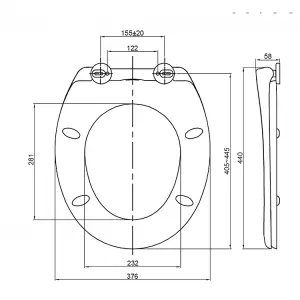  THE YORK - TOP FIX SOFT CLOSE BLACK STANDARD OVAL TOILET SEAT 