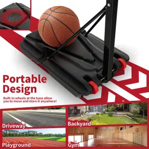 COSWAY 1.5-3.1M Basketball Hoop Adjust Basketball Stand Backborad Net w/ Wheels