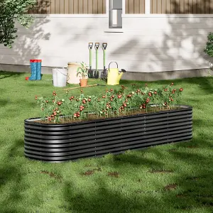 Anthracite Oval Metal Raised Bed Galvanized Raised Planter Box Outdoor Raised Garden Bed Kit 320cm W