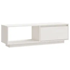 Berkfield TV Cabinet White 110x30x33.5 cm Solid Pinewood