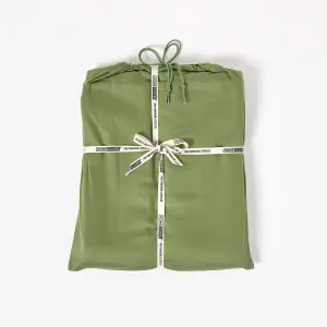 Homescapes Moss Green Organic Cotton Fitted Sheet 400 TC, Double