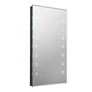 SunDaze 600 x 800mm Bathroom Mirror with LED Lights Demister Pad Button Switch Wall Mounted