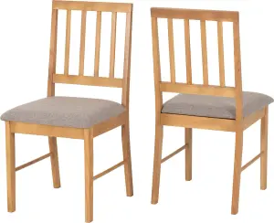 Austin Pair of Chairs in Oak Effect and Grey Fabric - Priced per Pair