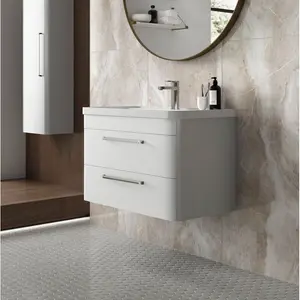 Solar 800mm Wall Hung Single Vanity Pure White