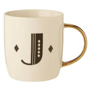 Maison by Premier Mimo Diamond Deco J Letter Monogram Mug