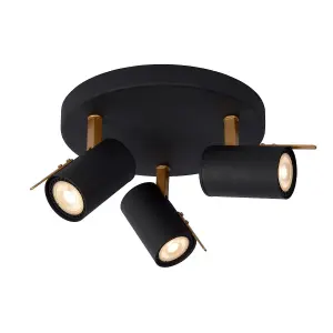 Lucide Grony Modern Ceiling Spotlight - LED Dim to warm - GU10 - 3x5W 2200K/3000K - Black