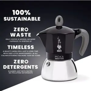 Bialetti Moka Induction Stove-Top Espresso Coffee Maker, Black