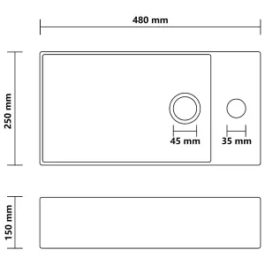 Berkfield Bathroom Sink with Overflow Ceramic Dark Grey