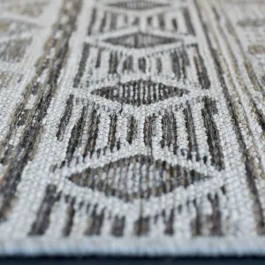 Silver Geometric Outdoor Rug, Geometric Stain-Resistant Rug For Patio, Garden, 5mm Modern Outdoor Rug-200cm X 290cm