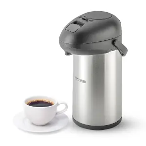 Royalford 4L Airpot Insulated Vacuum Thermal Flask Jug Tea Coffee Urn, Stainless Steel