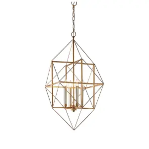 Luminosa Pescara 4 Light Ceiling Pendant Antique Gold & Silver Leaf