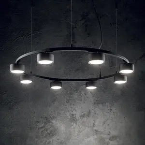 Luminosa Minor Indoor 8 Light Circular Ceiling Pendant Lamp 8 Lights Black