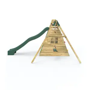 Rebo Wooden Pyramid Activity Frame with Swings and 10ft Water Slide - Mystic