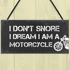 Red Ocean Motorbike Gifts For Men Funny Hanging Sign DREAM I AM A MOTORCYCLE Funny Garage Sign Biker Gifts For Him