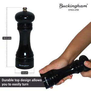 Buckingham ABS Plastic in Gloss Black Classic Salt/Pepper mill