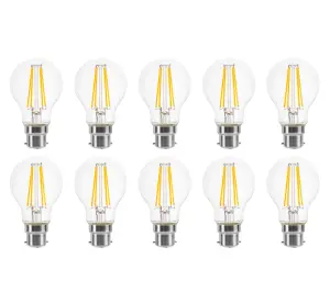 150w Equivalent LED Traditional Looking Filament Light Bulb A60 GLS B22 Bayonet 10.5w LED - Warm White- Pack of 10