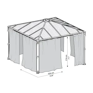 Palram - Canopia 4K Series Grey Gazebo curtain, Pack of 4 (L)2170mm (W)4360mm